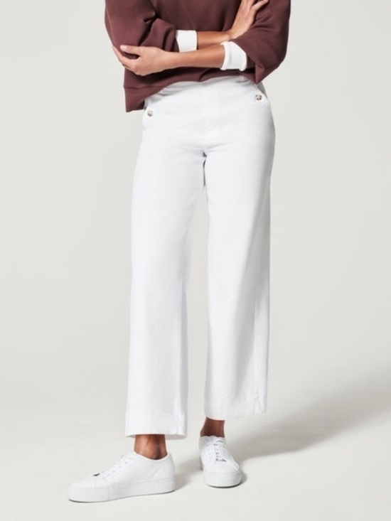 SPANX Pants - NWT SPANX Stretch Twill Cropped Wide Leg Pant Large Bright White 1X